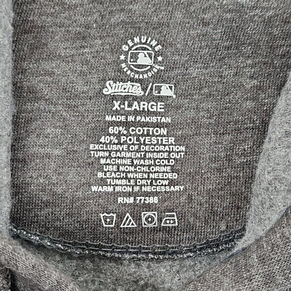 NWT Stitches Atlanta Braves MLB Men's X-Large V-Neck Hooded Grey Sweatshirt NEW - Picture 7 of 15